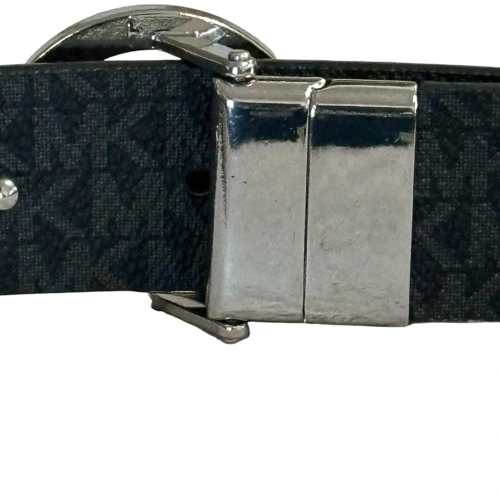 Michael Kors Dark Brown women’s Belt with Gold and Silver Logo Buckle